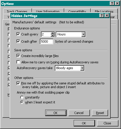 Hidden MS Windows options